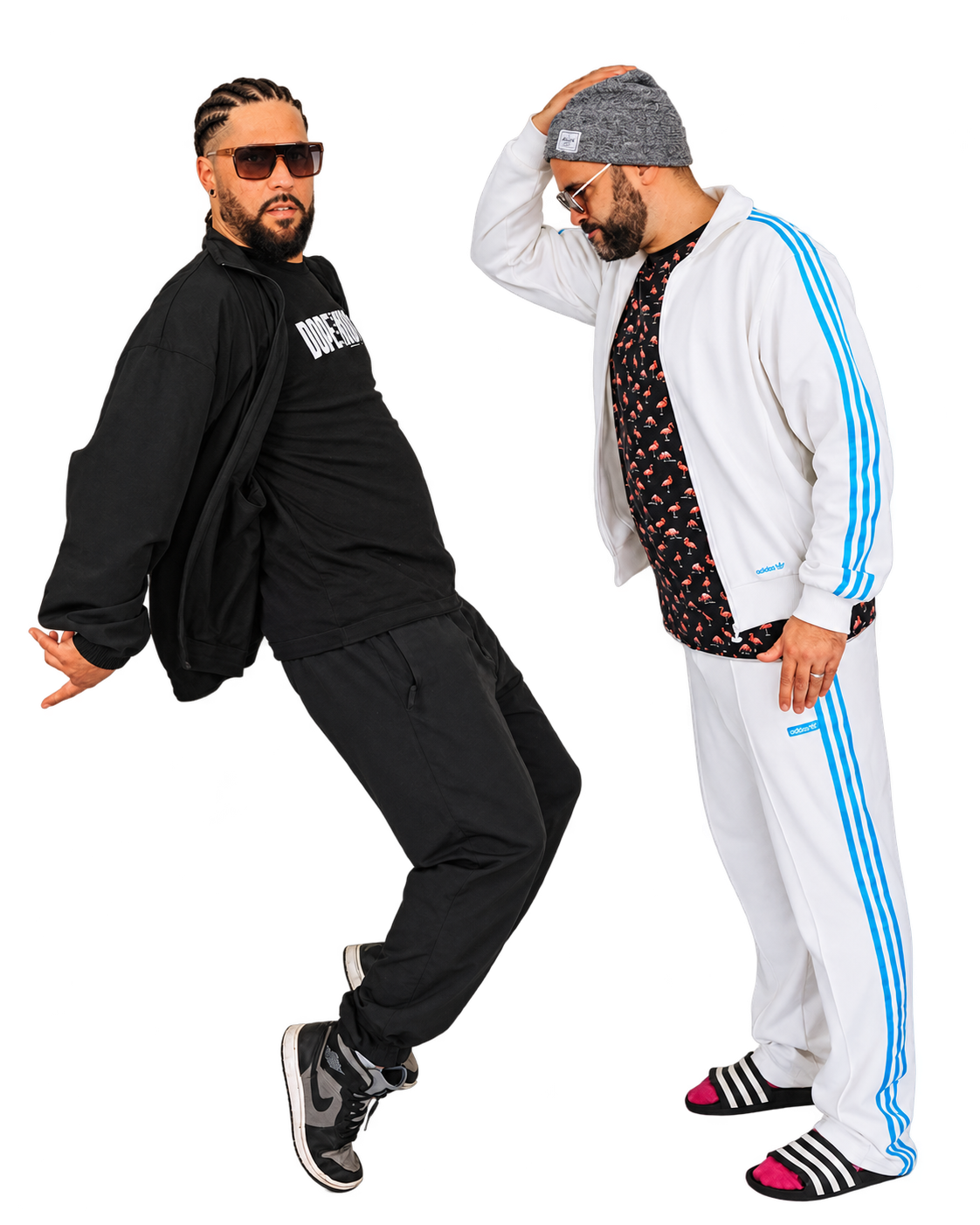 Die Purple-Train-DJs und Hosts in entspannter Pose